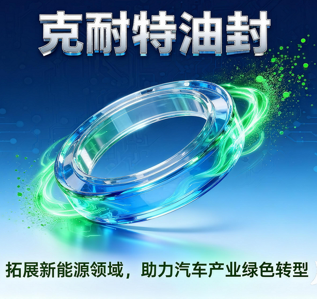 jimeng-2025-09-25-8512-克耐特油封产品的三维模型位于画面中心，采用半透明蓝色材质，表面有流动的绿色能量光....png